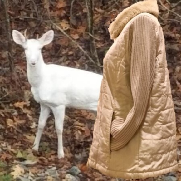 By Design Jackets & Blazers - By Design Winter Tan Beige Fur Puffer Sweater Vest